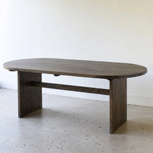 Modern Timber Oval Dining Table Pictured In White Oak Black