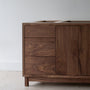 42&quot;L Modern Wood Vanity / Offset Single Sink Pictured in Walnut/ Clear