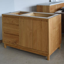 In-Stock 52" Modern Wood Vanity, Offset Single Sink, White Oak Clear, Bevel Pull – Ready to Ship