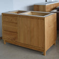 In-Stock 52" Modern Wood Vanity, Offset Single Sink, White Oak Clear, Bevel Pull – Ready to Ship