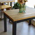 In Stock 48" White Oak Clear Steel Frame Outdoor Dining Table — Ready to Ship
