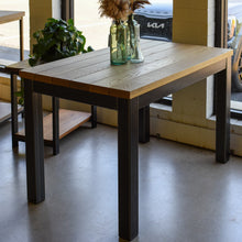 In Stock 48" White Oak Clear Steel Frame Outdoor Dining Table — Ready to Ship