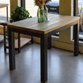 In Stock 48" White Oak Clear Steel Frame Outdoor Dining Table — Ready to Ship