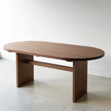 Modern Timber Oval Dining Table Pictured In Walnut Clear