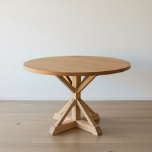 48" Round Pedestal Dining Table Pictured In White Oak Clear