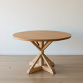 48" Round Pedestal Dining Table Pictured In White Oak Clear