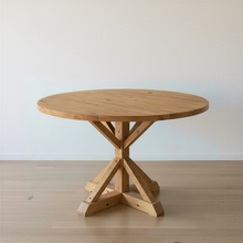 48" Round Pedestal Dining Table Pictured In Reclaimed Oak Clear