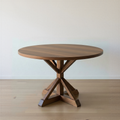 48" Round Pedestal Dining Table Pictured in Walnut Clear