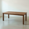Plank Farmhouse Dining Table Pictured In Walnut Clear