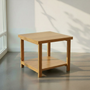 Solid Wood End Table With Lower Shelf Pictured In White Oak Clear