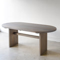 Modern Timber Oval Dining Table Pictured In White Oak Gray