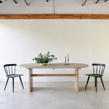 Modern Timber Oval Dining Table Pictured In White Oak/ Natural 