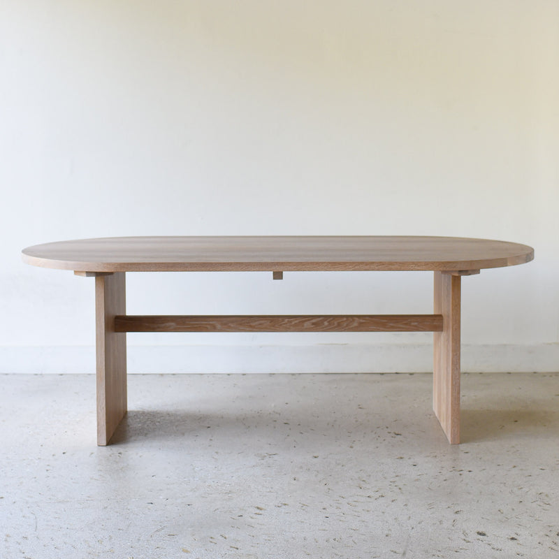 Modern Timber Oval Dining Table Pictured In White Oak/ Natural 