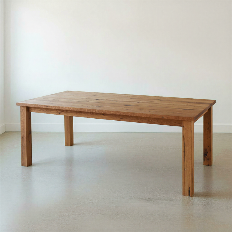 Plank Farmhouse Dining Table Pictured In Reclaimed Oak Clear