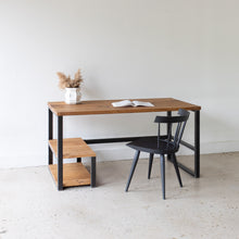 Modern Wood + Metal Desk with Shelving