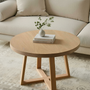 Round Solid Wood Coffee Table Pictured In White Oak Natural