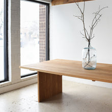 Rounded Corner Timber Dining Table Pictured in White Oak Clear