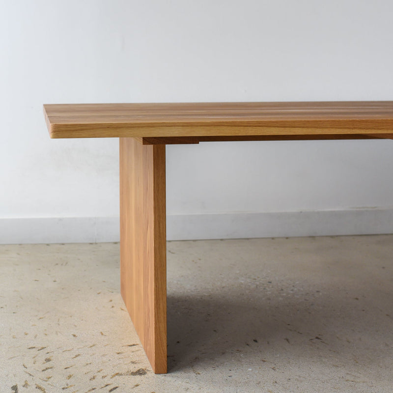 Rounded Corner Timber Dining Table Pictured in White Oak Clear