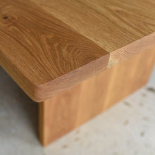 Rounded Corner Timber Dining Table Pictured in White Oak Clear