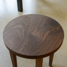 Round Taper Leg Accent Table Pictured In Walnut Clear