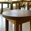 Round Taper Leg Accent Table Pictured In Walnut Clear