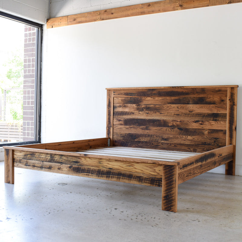 Rustic Wood Bed Pictured in Reclaimed Oak / Textured