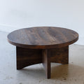 Sculptural Round Wood Coffee Table Pictured in Reclaimed Oak / Textured