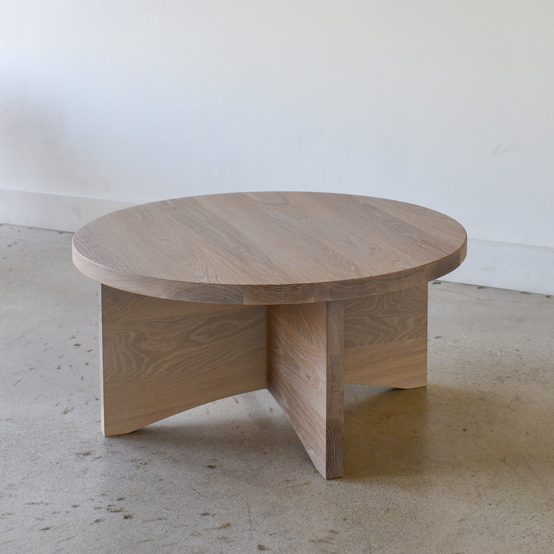 Sculptural Round Wood Coffee Table Pictured in White Oak / Natural