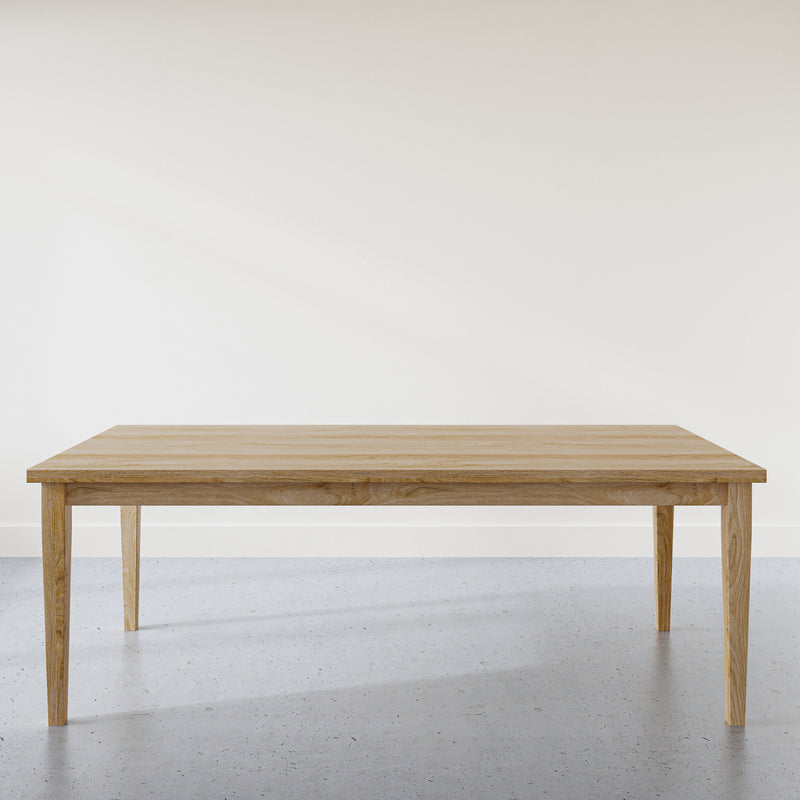 Slim Tapered Leg Dining Table Pictured In Ash Clear