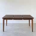 Extendable Slim Tapered Leg Dining Table Pictured in Walnut Clear - Leaf Insert