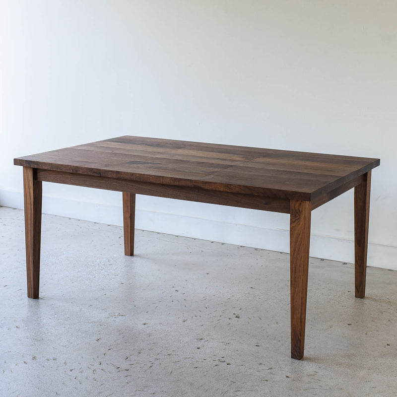 Extendable Slim Tapered Leg Dining Table Pictured in Reclaimed Oak / Walnut