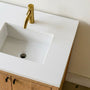 Quartz Offset Bathroom Vanity Top / Single Sink. Pictured in Natural White.