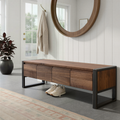 Solid Wood 4-Drawer Storage Bench  Pictured in Walnut Clear and Blackened Metal