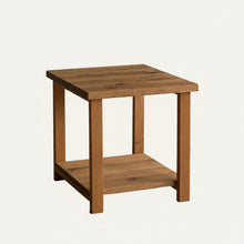 Solid Wood End Table with Lower Shelf Pictured in Reclaimed Oak Clear
