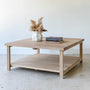 Square Modern Solid Wood Coffee Table with Lower Shelf - Specifications: