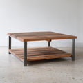 Square Industrial Modern Coffee Table with Lower Shelf