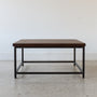 Square Stoic Coffee Table Pictured in Walnut Clear &amp; Blackened Metal