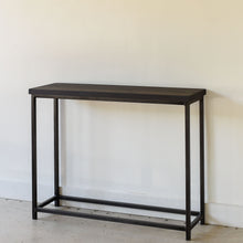 Stoic Wood Console Table Pictured In White Oak Black &amp; Blackened Metal