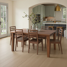 Plank Tapered Leg Dining Table Pictured in Walnut Clear Finish