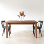 Extendable Tapered Leg Dining Table Featured pictured in Walnut Clear with our &lt;a href=&quot;/products/modern-windsor-chair&quot;&gt; Modern Windsor Chair&lt;/a&gt; in Blackened Oak