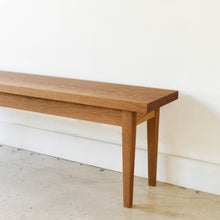 Tapered Leg Wood Bench Pictured In White Oak Clear