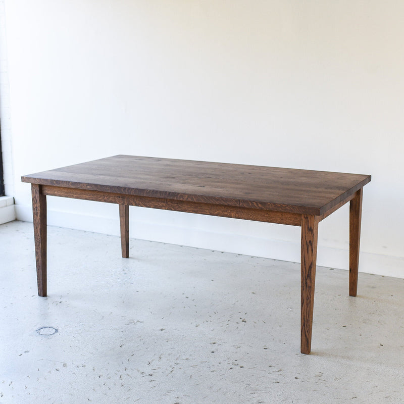 Slim Tapered Leg Dining Table Pictured In Reclaimed Oak Walnut