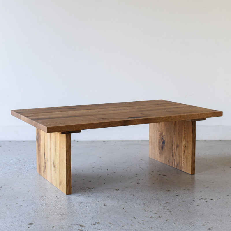 Timber Coffee Table Pictured in Reclaimed Oak/ Clear