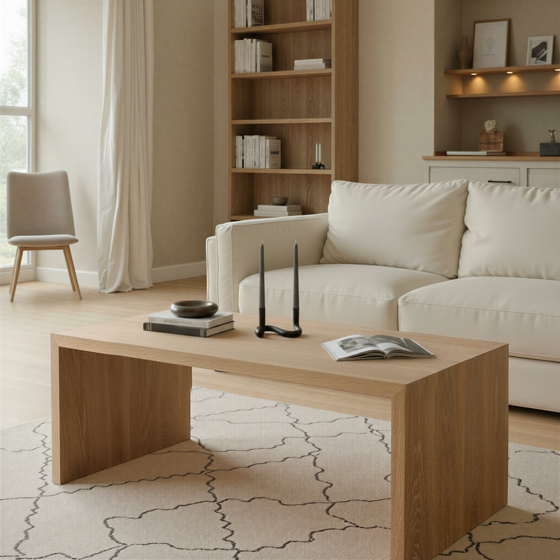 Modern Waterfall Coffee Table Pictured In White Oak Natural 