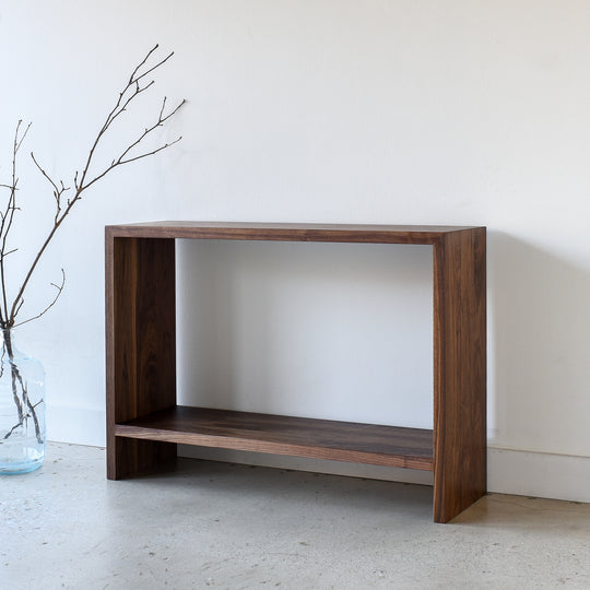 Modern Waterfall Console Table with Lower Shelf