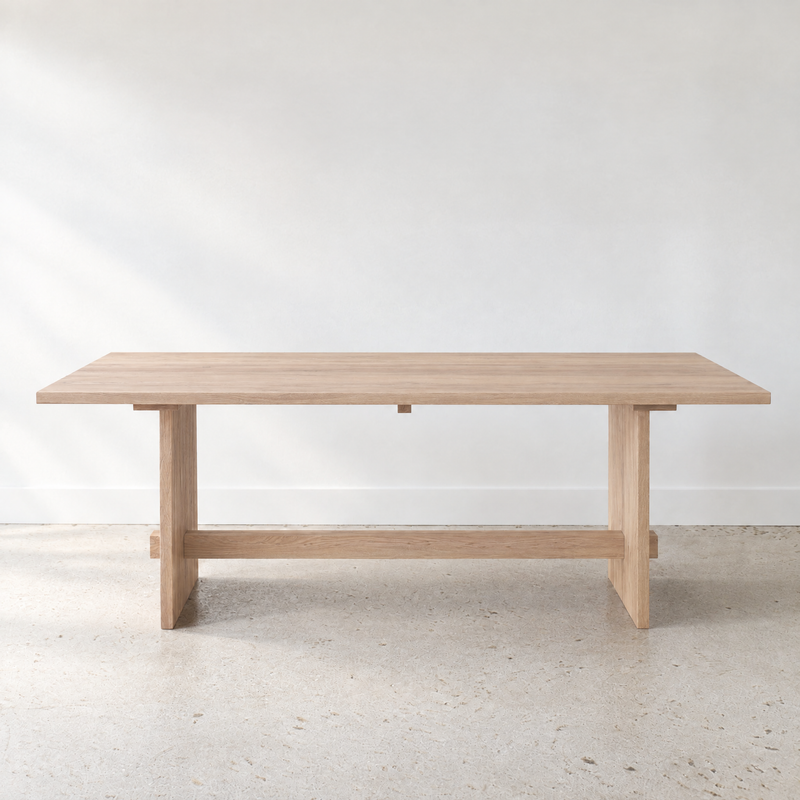 Modern Timber Frame Dining Table in white oak natural