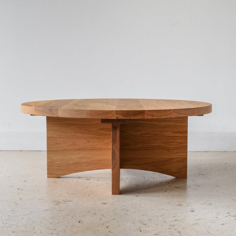 Sculptural Round Wood Coffee Table - Specifications: