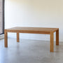 Modern Outdoor Dining Table, Pictured in White Oak/ Clear