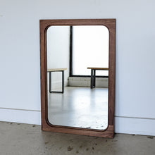 Solid walnut mirror inspired by vintage French window panes, modern silhouette