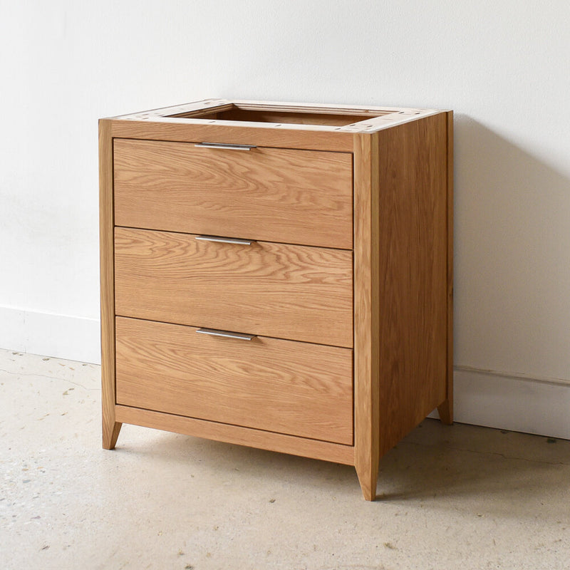 36 inch 3-Drawer Mid-Century Modern Vanity in White Oak Clear